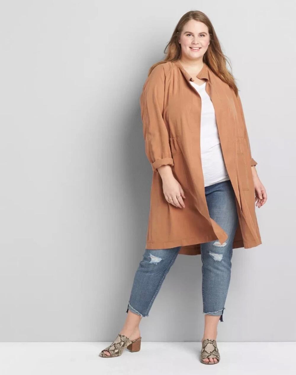 Lane Bryant Tan Open Front Duster Jacket Size 16 NWT